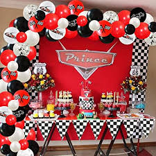 Personalized race car theme confetti / race car theme birthday party decorations / personalized table top confetti / race car theme party mirispartyhouse 5 out of 5 stars (1,006) sale price $3.37 $ 3.37 $ 3.75 original price $3.75 (10% off. Amazon Com Racing Car Party Decorations Checkered Flag Balloons Garland Kit Red And Black Race Car 1st 2nd Birthday Decorations Toys Games