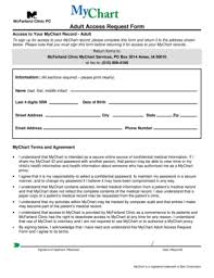 Fillable Online Adult Access Request Form Mcfarland Clinic