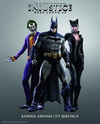 Injustice Gods Among Us Arkham City Skin Pack Dlc Playstation 3 Exclusive Downloadable Content Batman Joker Catwoman Batman Arkham City Batman Arkham City
