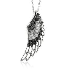Black And White Necklace Sterling Silver Angel Feather Wing Black And White Diamond Pendant Necklace Hi I1 I2 0 25 Carat Black Diamond Jewelry Diamond Pendants Designs Wing Necklace