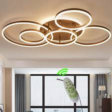 Unitary brand black metal steel art dining room flush mount ceiling 8. Rings Acrylic Modern Ceiling Light Dimmable Led Ceiling Chandelier With Remote Control Living Room Lamp Dining