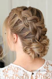 Easy hairstyle for long/medium hair braided bun hair tutorial knot braid. Dutch Braid And Low Bun Missy Sue