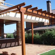 Outsunny pérgola de aluminio gazebo cenador 3x3m para jardín patio o terraza con techo retráctil. Pergola De Madera