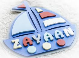 Customized Name Puzzle Sign Boy Nautical Theme