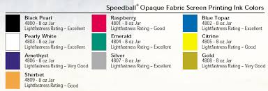 Speedball Fabric Ink Color Chart