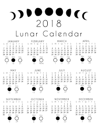 2018 Lunar Calendar Free Printout Moon Calendar Lunar Calendar Lunar Calendar 2018