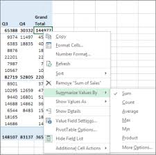 sum values in a pivottable excel