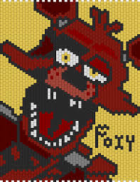 Foxy 5 Nights At Freddys Kandi Pattern Pony Bead Patterns Geeky Cross Stitch Crochet Square Blanket
