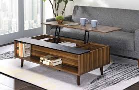 Minimalist coffee table with lift top unit: Acme 83140 Latitude Run Avala Walnut Finish Wood Mid Century Modern Lift Top Coffee Table
