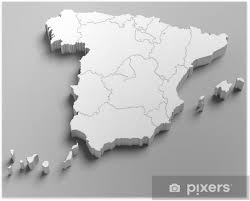 Mapa de españa representa a las comunidades autónomas de españa, frontera internacional, límite provincia con sus capitales, el capital nacional y otras ciudades importantes. Poster 3d Spanien Weisse Karte Auf Grauem Pixers Wir Leben Um Zu Verandern