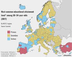 Most Common Educational Attainment Level Among 30 34 Year Olds In Europe 2017 Vivid Maps Map Education Level Tertiary Education
