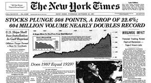 Ny Times From 10 19 87 Stock Market Marketing Set Black Monday 1987