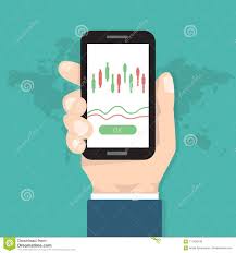 Businessman Hold Smartphone With Candlestick Chart App