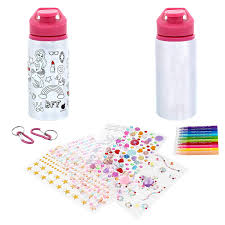 Amazon Com Two Water Bottles Set For Girls Our Color Your Own Kids Water Bottle Plus Our Decorate Rhinestone Sticker Purple Ladybugs Kids Water Bottle