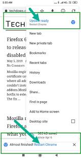You can check if there's a new version available: Android Google Chrome Lasst Sich Nun Direkt Im Browser Aktualisieren Deskmodder De