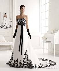 Wholesale Most Beautiful Black And White Wedding Dresses With Silk Sash Strapless Sweep Tra Black White Wedding Dress Black Wedding Dresses Black Wedding Gowns