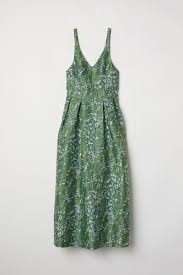 Conscious Jacquard Patterned Dress Green Women H M Us I Wish This Were Knee Length Ankle Length Dress Dress Patterns Full Flared Skirt