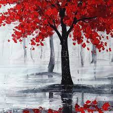 Large Modern Abstract Red Black Tree Hand Paint Oil Paintings Canvas Art Decor Ebay Canvas Art Decor Hand Painting Art Canvas Art Painting