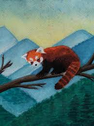Watercolour Landscape With A Red Panda Panda Painting Watercolor Red Panda Art