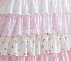 Cottage Colors Ruffle Shower Curtain Pink Roses Shabby Chic Bathroom Shabby Chic Shower Curtain Ruffle Shower Curtains
