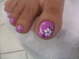 Flower nail art with stripes. Security Check Required Toenail Art Designs Toe Nail Art Flower Nails