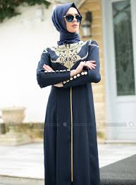 Lurex Embroidered Ferace Navy Blue Abayas Modanisa Muslim Fashion Fashion Abaya Online