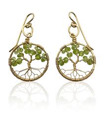 April 14th, 2014 at 5:41 pm. Gold Peridot Tree Of Life Earrings For Women 1st Anniversary August Birthstone Gift