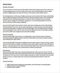 Clinical research financial analyst iii novant health 3.8 charlotte, nc 28207 (elizabeth area) the clinical research financial analyst iii is responsible for overseeing all financial activities of the facilities/sites assigned. Free 10 Research Analyst Job Description Samples In Ms Word Df