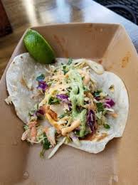 Dorado tacos was inspired by the tacos in ensenada, just south of san diego on the baja california peninsula. Spicy Dorado Taco Cole Slaw Clam Chowder Picture Of Encinitas Fish Shop Tripadvisor
