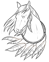 Native american paintings, drawings, prints, projects, wood and sculptures. Native American Horse Drawing Lesson Step By Step Drawing Guide By Dawn Dragoart Com