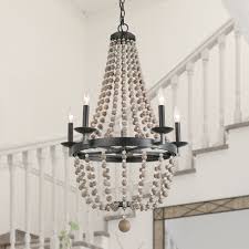 Shop The Gray Barn Windy Bracken 5 Light Boho Wood Bead Chandeliers Candle Empire Pendant Lighting W21 6 Xh36 2 Overstock 28514402