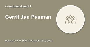 Gerrit Jan Pasman ✝ 8 februari 2023 • overlijdensbericht en condoleances