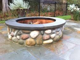 River Rock Fire Pit Jpg 800 598 Pixels Fire Pit With Rocks Fire Pit Backyard Diy Fire Pit