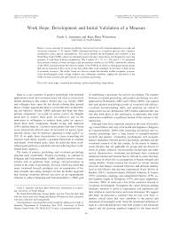 Pdf Work Hope Development And Initial Validation Of A Measure