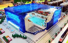 The Lego Bird S Nest And Water Cube Lego Sculptures Cool Lego Creations Cool Lego