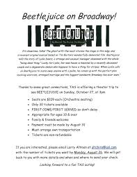 Unser guide zu beetlejuice broadway theatre. Theater Trip To Beetlejuice On Broadway Oct 27 3 00 Pm Rsvp By 9 3 New Ticket Price 99 Temple Avodat Shalom