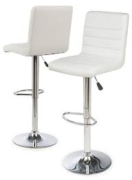 Adjustable hex design barstool in bonded leather, set of 2. White Faux Leather Stool Bar Stool W Swivel Design