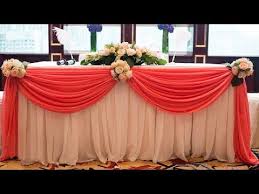 How To Swag Table And Decorate With Flowers Table Cloth Decoration Tutorial Youtube Table Cloth Decorations Table Swag Head Table Wedding