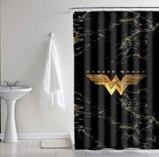 Wonder Woman Logo Gold Marble Luxury Print Custom Shower Curtain Size 60 034 X 72 034 Custom Shower Curtains Wonder Woman Logo Luxury Printing