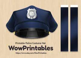Police Costume Hat Printable Download Easy To Make Black And White Template Also Included Police Costume Kids Police Police Hat