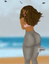 JogoGetit on X: Big booty black queen Bri by the beach. DO YOU LIKE TO GO  TO THE BEACH ? art black girl curly beach painting digitalart myart  artwork procreate fire cartoon 