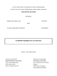 All seals and signatures must be original and all the dates must follow in chronological order. 14 047430 047775 Plaintiff Bundle Of Authorities Error Burden Of Proof Law Insurance