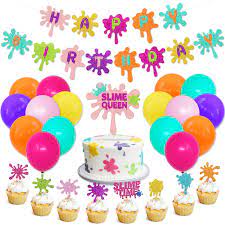 Select puppy dog pals bone theme items for your birthday party theme decoration supplies. Amazon Com Slime Birthday Party Decorations Kit Slime Theme Party Cupcake Toppers Slime Birthday Banner Slime Queen Cake Topper Colorful Balloons For Art Theme Party Kid Painting Birthday Party Supplies Toys Games