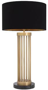 How to decorate with gold desk lamps. Casa Padrino Luxury Table Lamp Antique Brass Black O 45 X H 83 Cm Modern Metal Desk Lamp With Marble Base And Round Lampshade Living Room Lamp