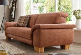 Große auswahl an ecksofas mit holzfüßen: Couch Sofa 2 5 Sitzer Large Textilsofa Stoff Braun Holzfusse Kaltschaumpolsterung Lanatura