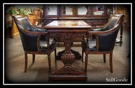 Very Niced 3 Piece Game Table Set Consisting Of Table And 2 Leather Chairs Table Has A Leather Top That Flips To A Checkered Table Leather Chair Table Games