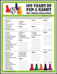 These new year's eve party games are perfect for adults! Toy Trivia Challenge 100 Years Of Fun And Games Printable Game