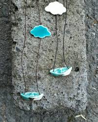 Diy Idea Leather Strap And Ceramic Polymer Clay Necklace With Boat And Cloud Kil Modelleme Kolyeler Seramik Sanati