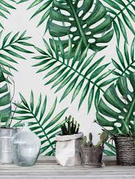 Green Watercolor Monstera Palm Leaf Self Adhesive Wallpaper Etsy Leaf Wallpaper Palm Leaf Wallpaper Botanical Wallpaper