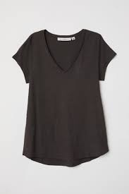 V Neck T Shirt Dark Gray Ladies H M Us Grey Shirts Women Ladies Tops Fashion V Neck
